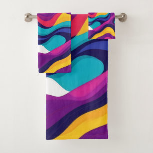 Fluid paint abstract flow bath towel set