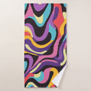 Fluid paint abstract flow colourful fun bath towel