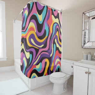 Fluid paint abstract flow colourful fun shower curtain