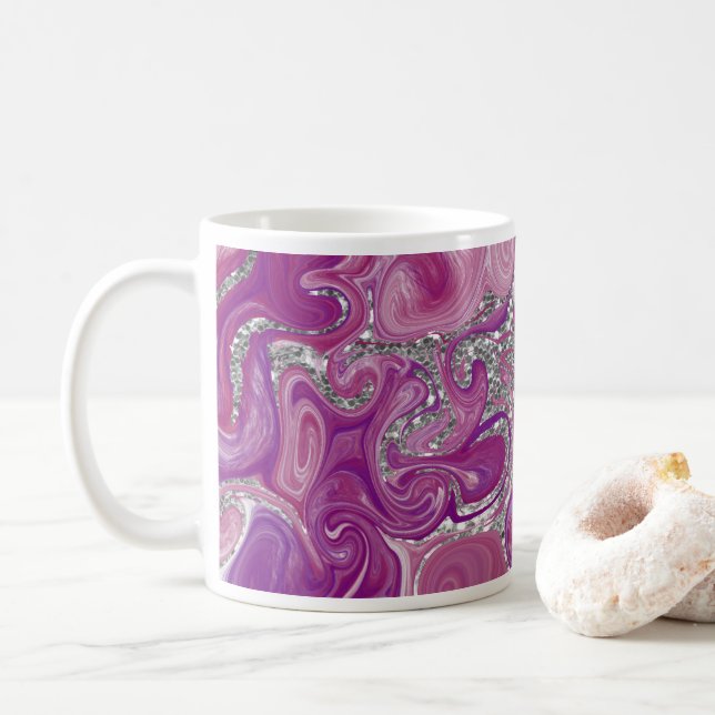 Fluid Pink Marble Glitter Coffee Mug (With Donut)