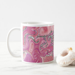 Fluid Pink Marble Glitter Coffee Mug