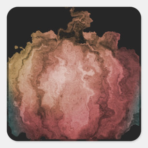 Fluid Pour Ombre Pumpkin Fall Autumn Square Sticker