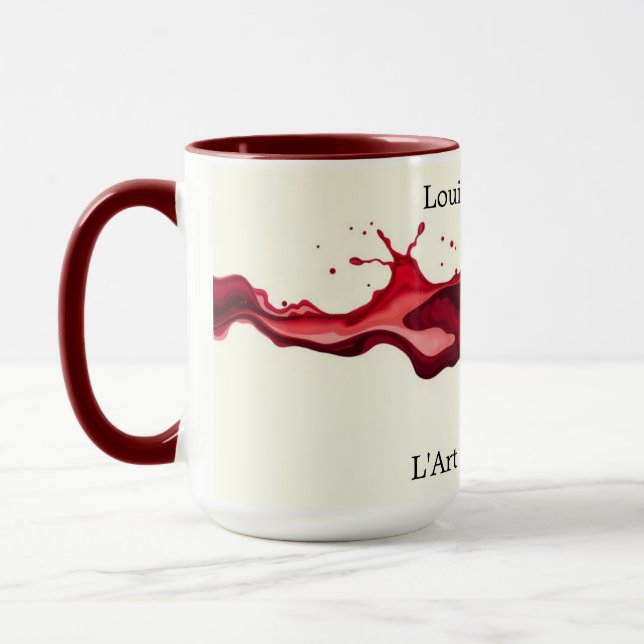 Fluid Red Wine Pour Abstract Art Ceramic Mug (Left)