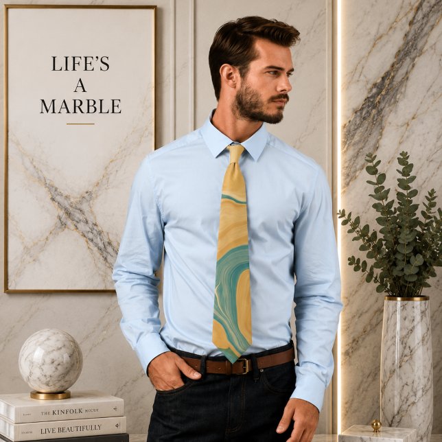 Fluid Swirl Marble Beige Neck Tie (Creator Uploaded)
