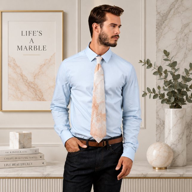 Fluid Swirl Marble Light Pink Neck Tie (Creator Uploaded)