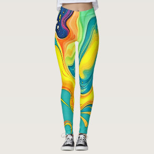 Fluidity of Joy: Abstract Waves Leggings