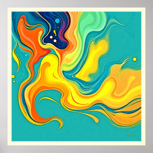 Fluidity of Joy: Abstract Waves Poster