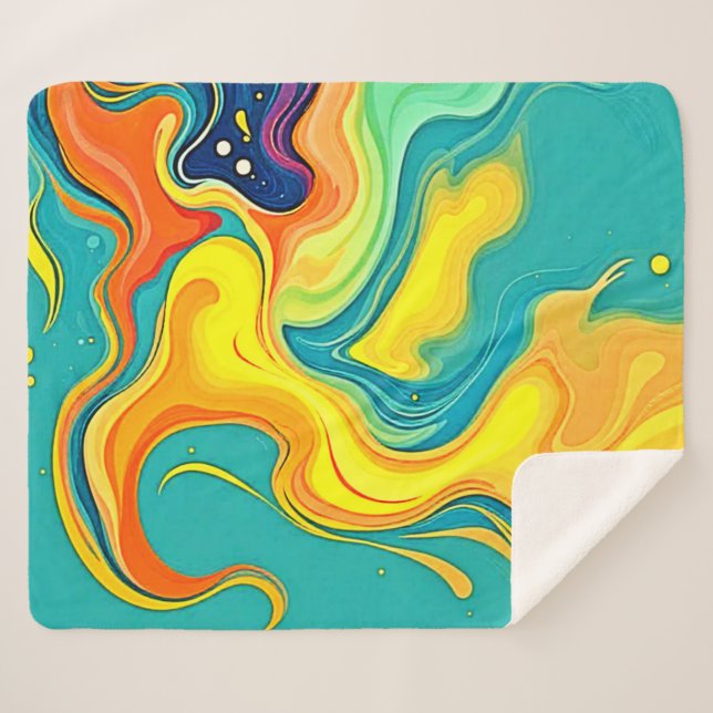 Fluidity of Joy: Abstract Waves Sherpa Blanket (Front (Horizontal))
