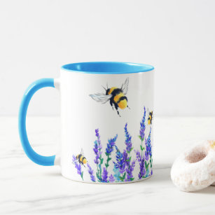 Fluing Bees Mug with Flowers