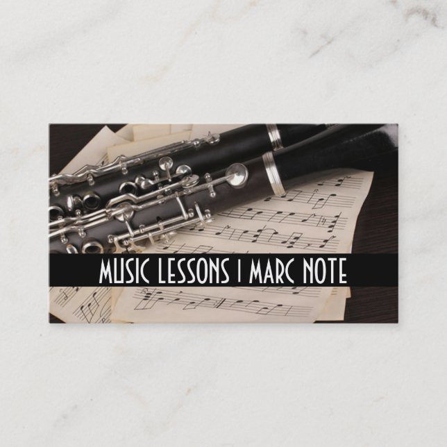 Fluit Lessons Music  Instruments Instructor Business Card (Front)
