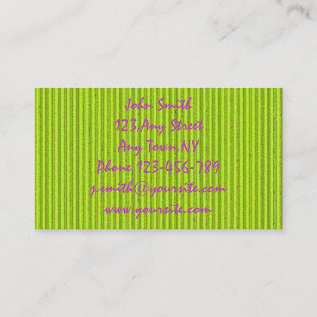 Fluo Green Cardboard Business Card Template (Front)