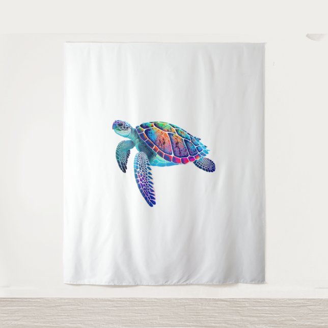 Fluo sea turtle tapestry (Front)