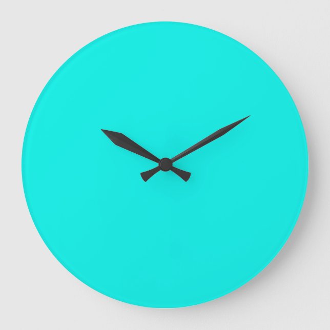 Fluorescent Aqua Teal Turquoise Blue Personalised Large Clock (Front)