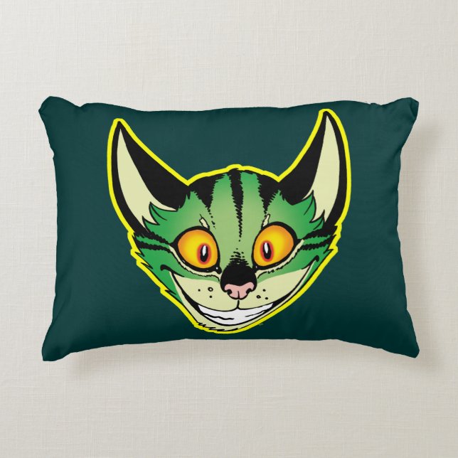 Fluorescent Cartoon Cat Accent Pillow (Front)