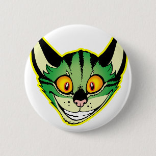 Fluorescent Cartoon Cat Button Badge