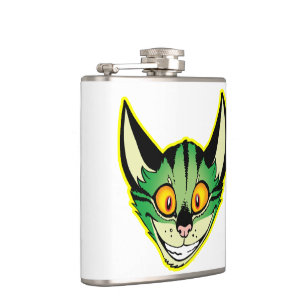 Fluorescent Cartoon Cat Hip Flask