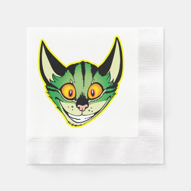 Fluorescent Cartoon Cat Paper Napkins (Front)