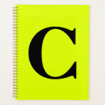 Fluorescent Chartreuse Yellow Neon Monogram Name Planner<br><div class="desc">Monogrammed initial designed with attractive solid neon yellow colour background,  you can change the colour if you wish!</div>