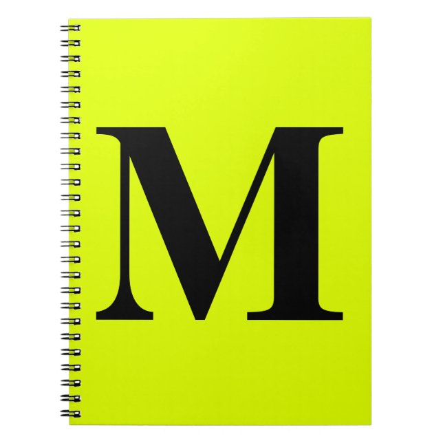 Fluorescent Chartreuse Yellow Neon Monograms Gift Notebook (Front)