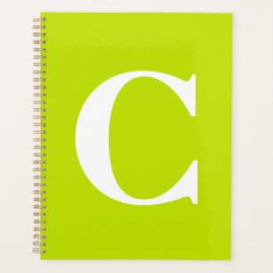 Fluorescent Chartreuse Yellow Neon Name Monogram Planner