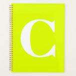 Fluorescent Chartreuse Yellow Neon Name Monogram Planner<br><div class="desc">Monogrammed initial designed with attractive solid neon yellow colour background,  you can change the colour if you wish!</div>