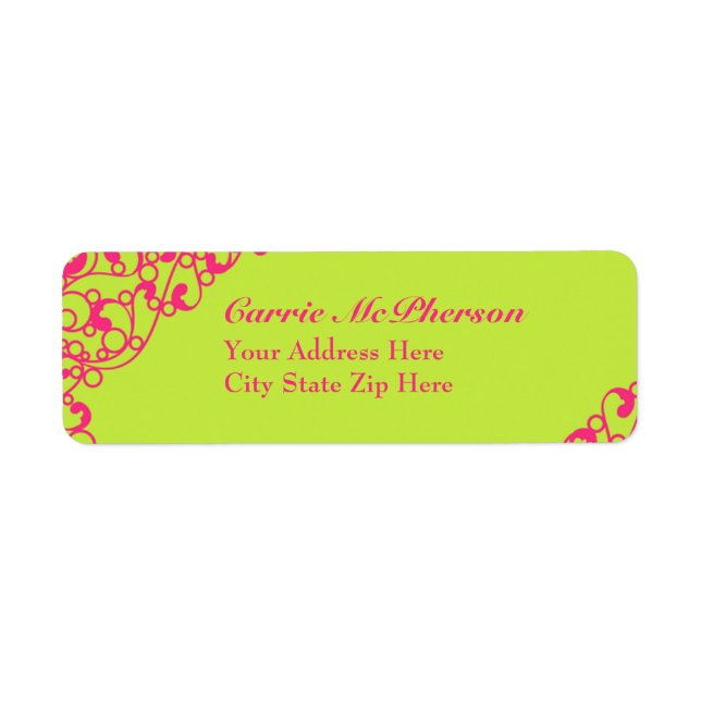 Fluorescent Flourish Unique Address Labels (Front)