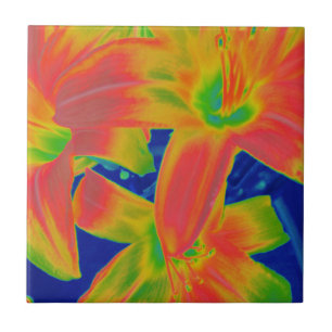 fluorescent flowers ceramic tile