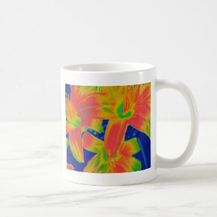 fluorescent flowers coffee mug