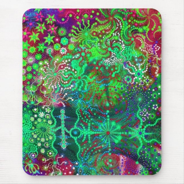 Fluorescent Flowers Mouse Pad (Front)