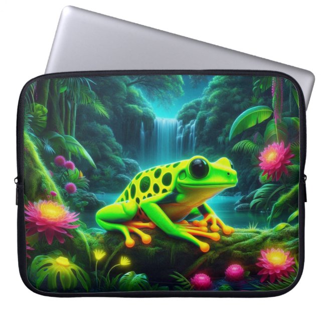 Fluorescent Frog Laptop Sleeve (Front)