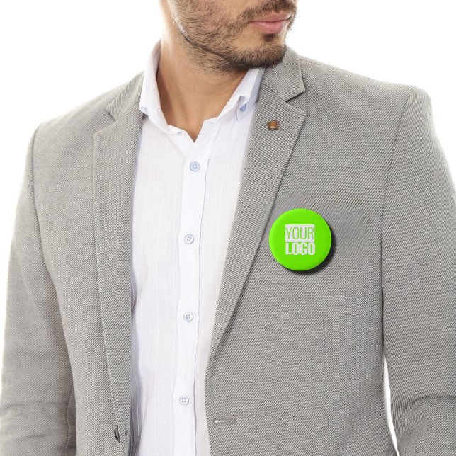 fluorescent green - add your  logo  3 cm round badge (Creator Uploaded)