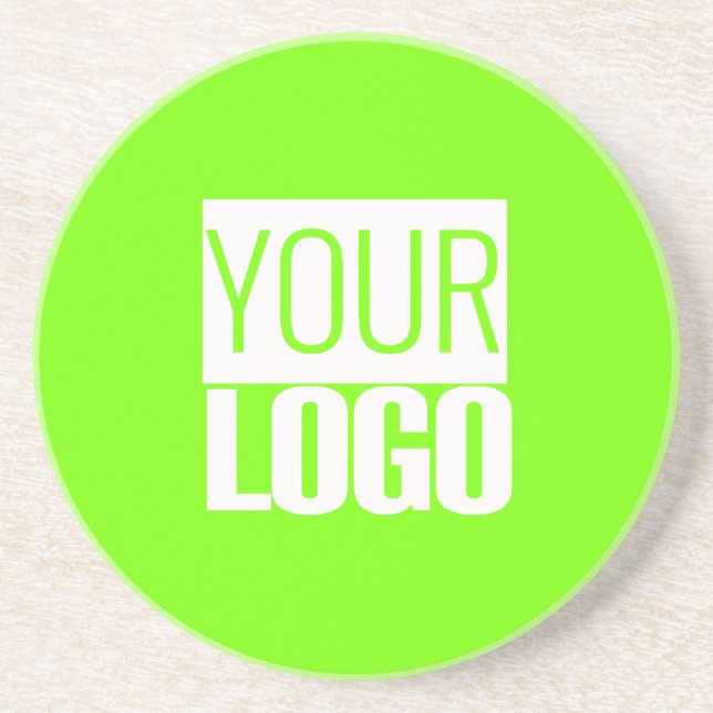 fluorescent green - add your  logo  coaster (Front)
