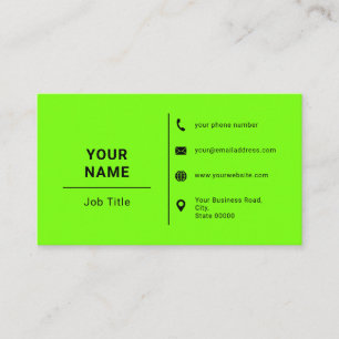 Fluorescent Green And Black Minimalist Custom Logo Business Card