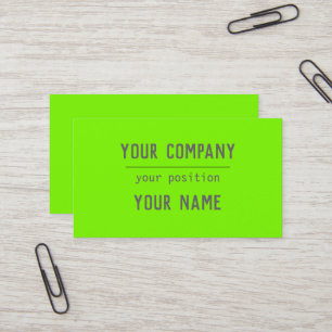 fluorescent green- bold lettering business card