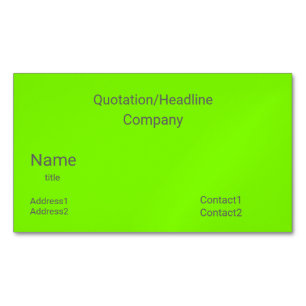fluorescent green minimalist Magnetic business card
