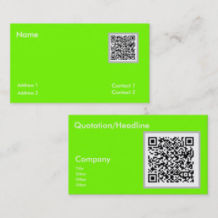 fluorescent green  - QR code Business Card