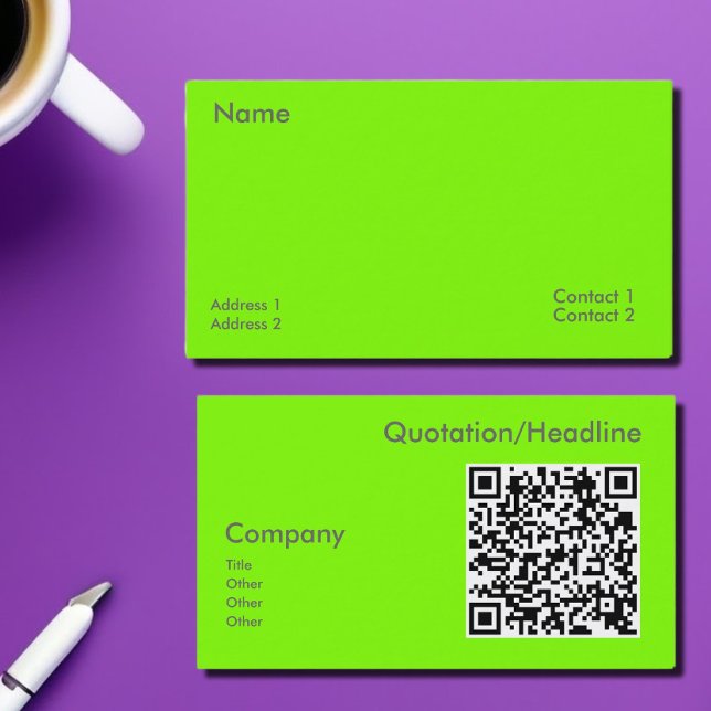 fluorescent green -QR code  Business Card (Creator Uploaded)
