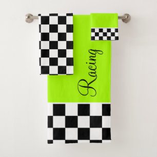 Fluorescent Green Racing Theme Towel Set