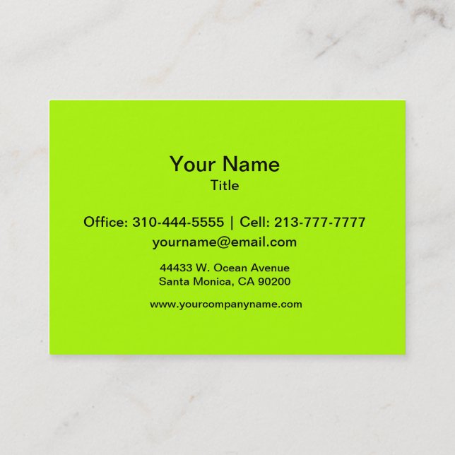 Fluorescent Green Solid Colour Business Card (Back)