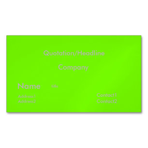fluorescent green - solid colour 	Magnetic business card