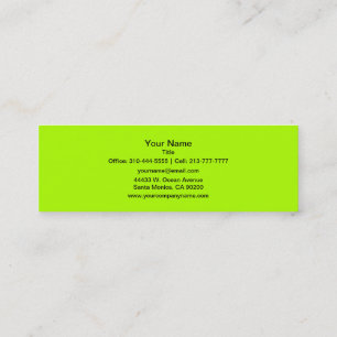 Fluorescent Green Solid Colour Mini Business Card