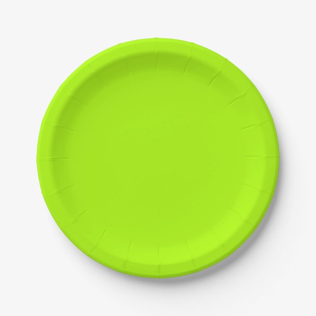 Fluorescent Green Solid Colour Paper Plate (Front)