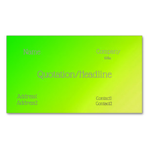 fluorescent green-yellow gradient 	Magnetic business card