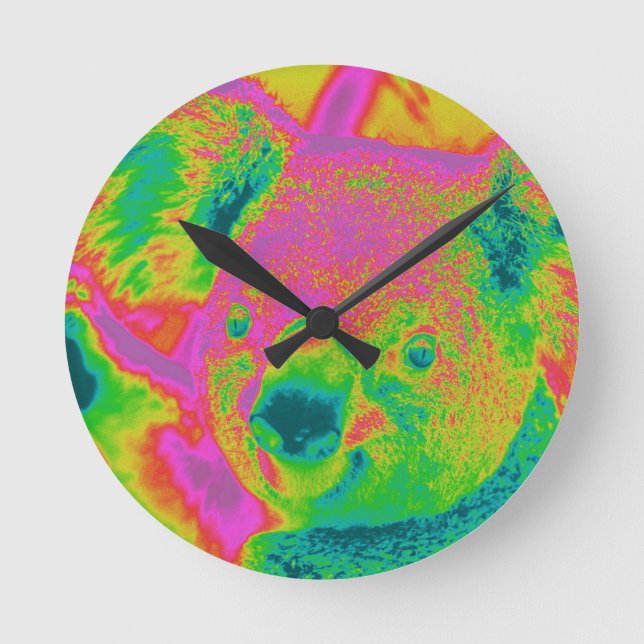 fluorescent koala bears round clock (Front)