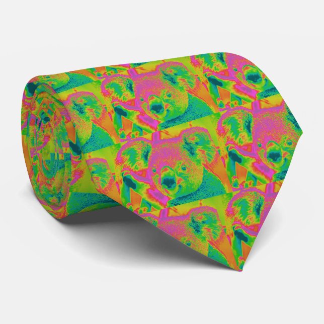 fluorescent koala bears tie (Rolled)