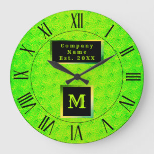 Fluorescent Neon Elegant Monogrammed Large Clock