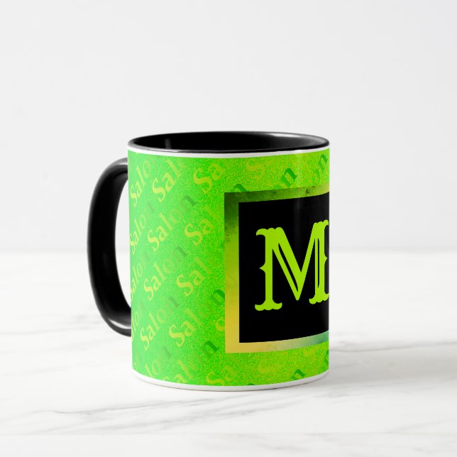 Fluorescent Neon Elegant Monogrammed Mug (Front Left)