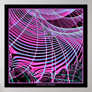 Fluorescent Neon Web Fractal Poster