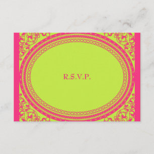Fluorescent / Neon Wedding Reception RSVP Card