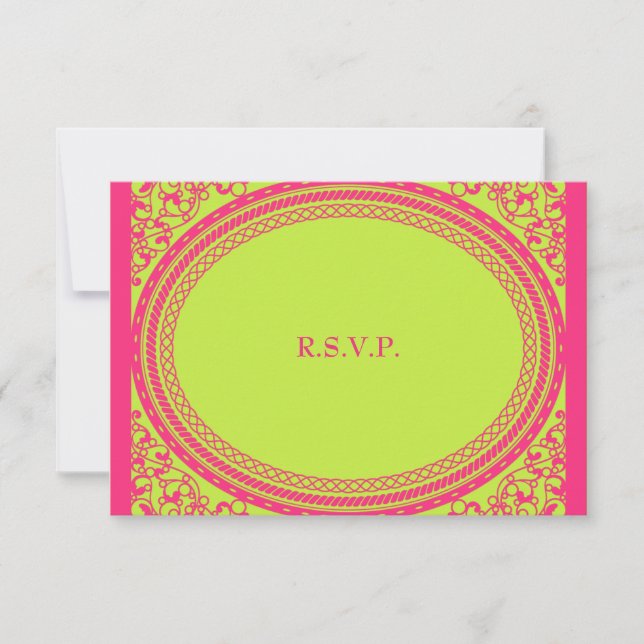 Fluorescent / Neon Wedding Reception RSVP Card (Front)